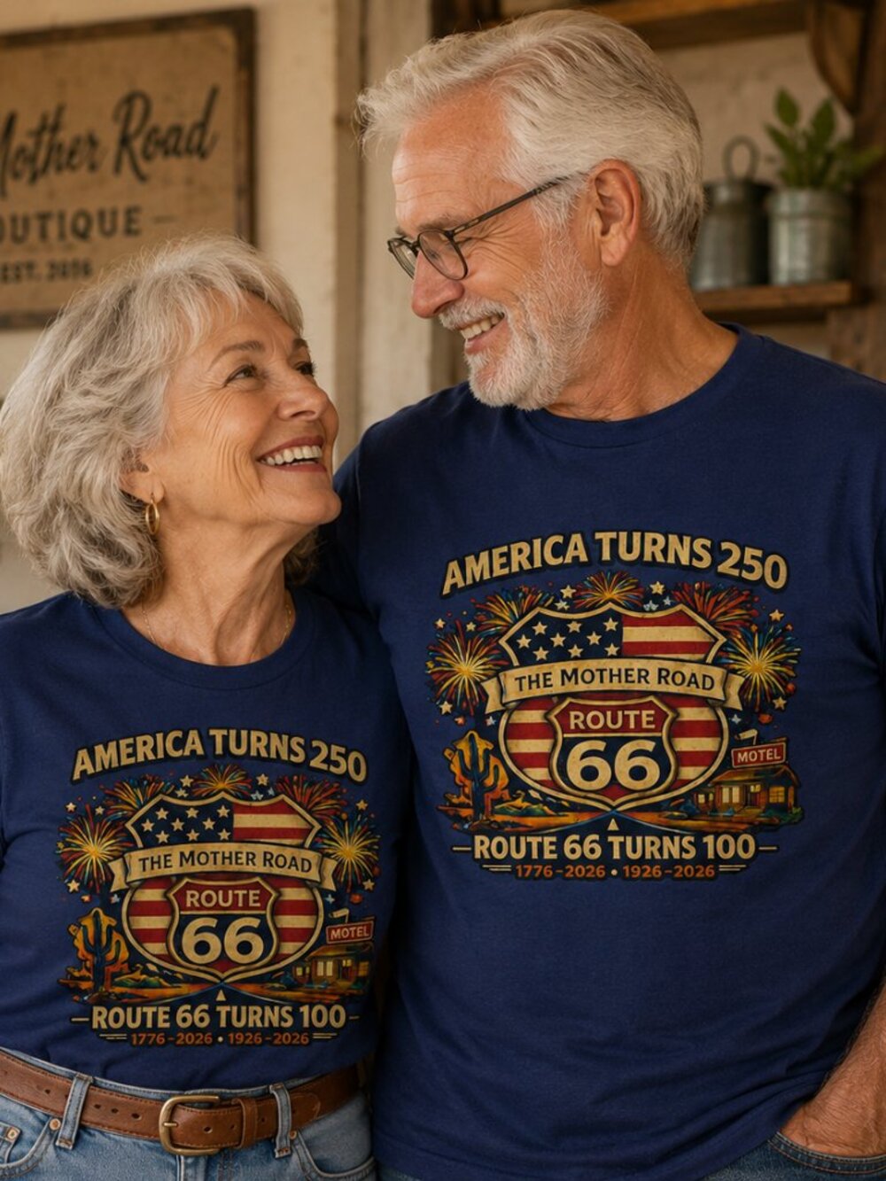 AMERICA turns 250 shirt, ROUTE 66 centennial retro patriotic USA Tee - Picture 6 of 8